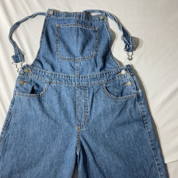 Hollister Overalls Womens Blue Denim Bib  Wide-Leg Adjustable Straps Size M - Picture 5 of 14